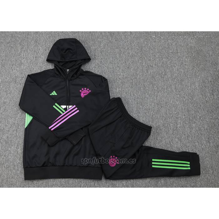 Chandal de Sudadera del Bayern Munich Nino 2023-2024 Negro y Blanco